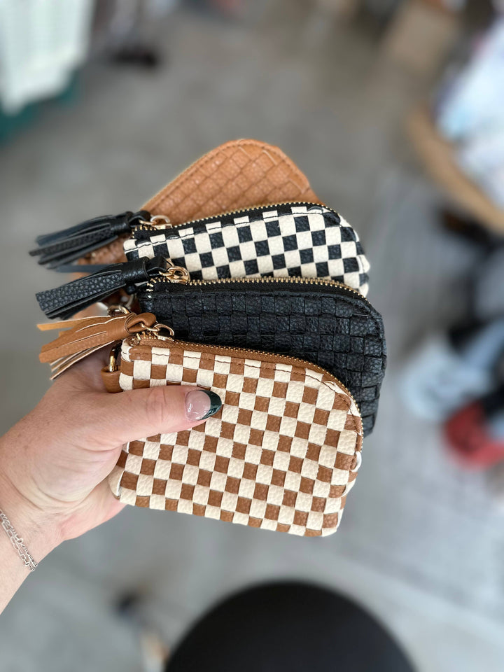 Bailey Checkered Keychain Wallet: Tan Plaid