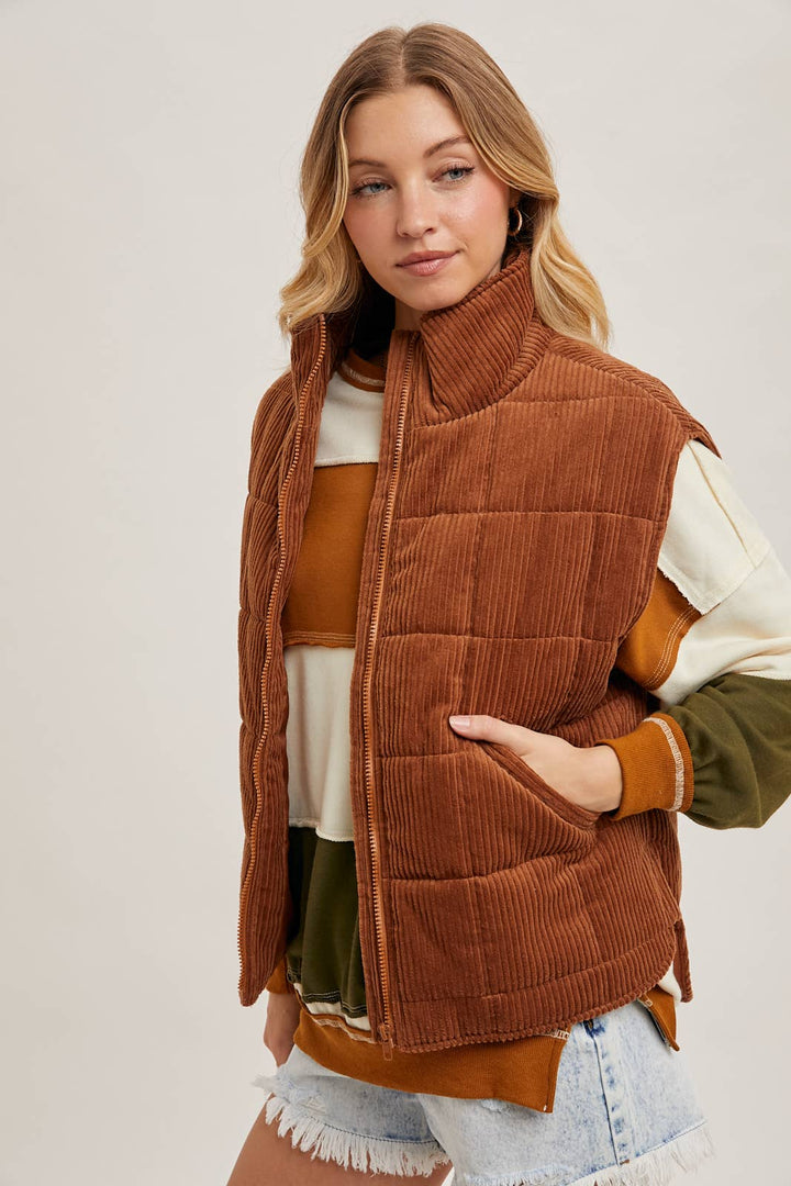 Corduroy Quilted Puffer Vest