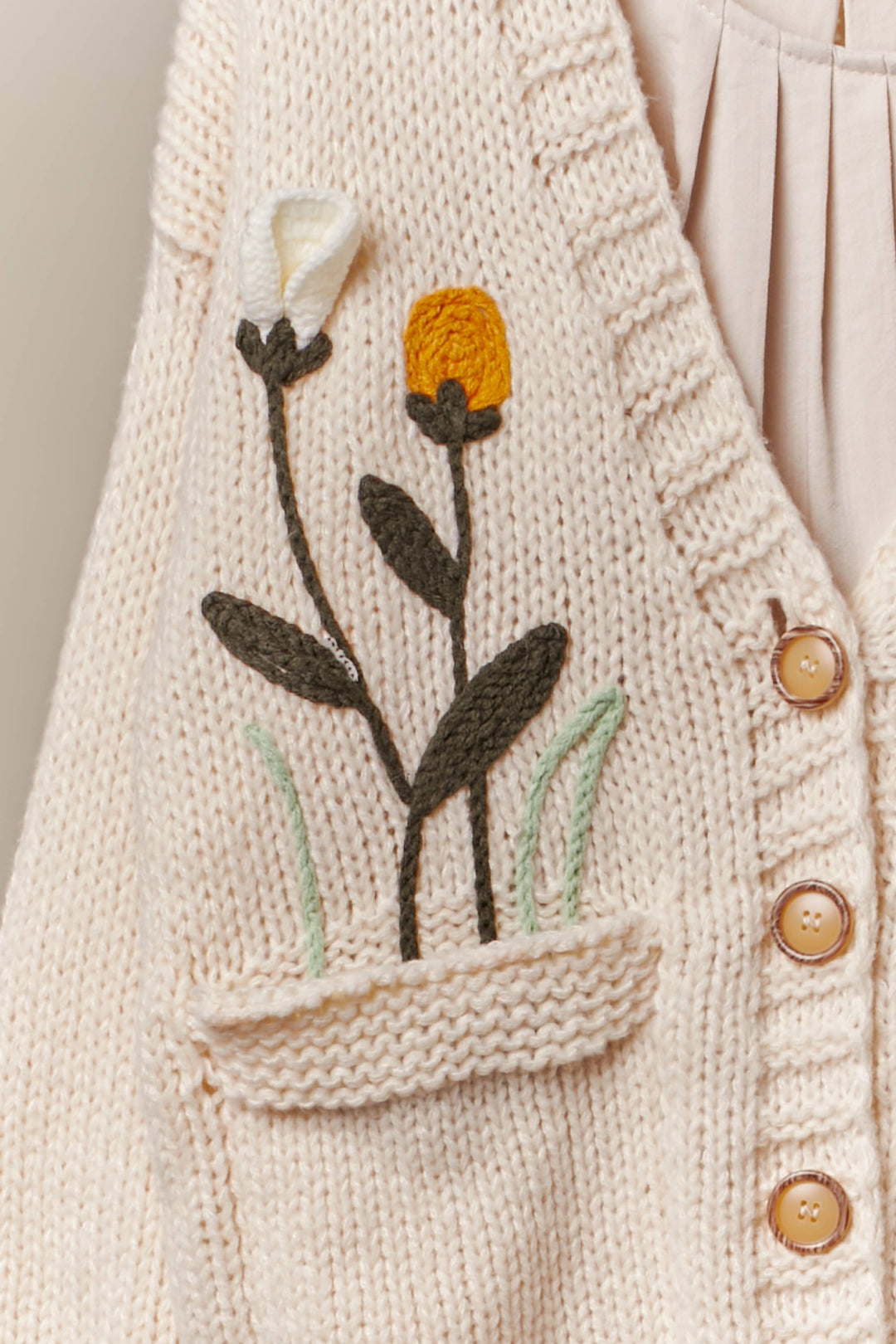 Cozy Bloom Embroidered Knit Cardigan