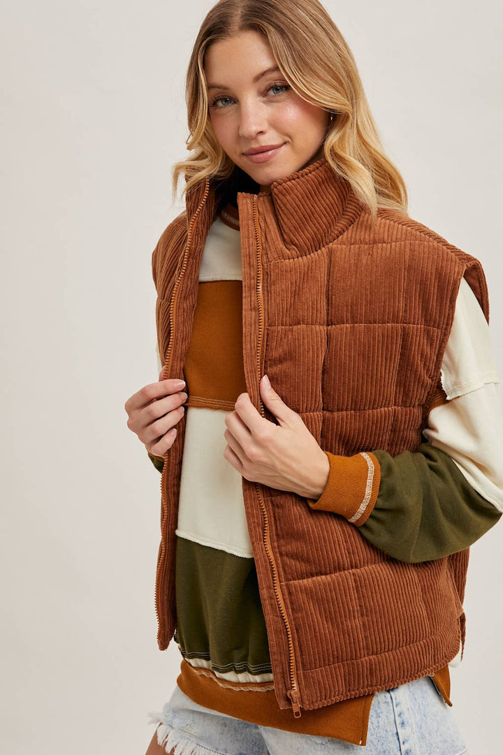 Corduroy Quilted Puffer Vest