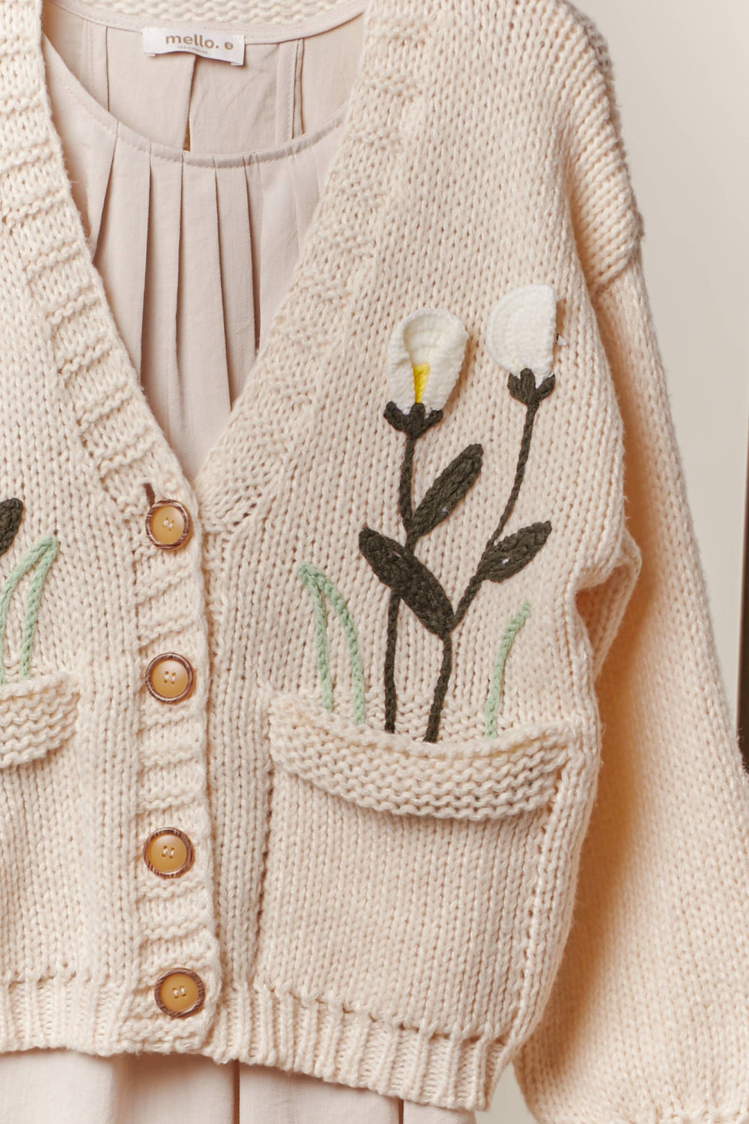 Cozy Bloom Embroidered Knit Cardigan