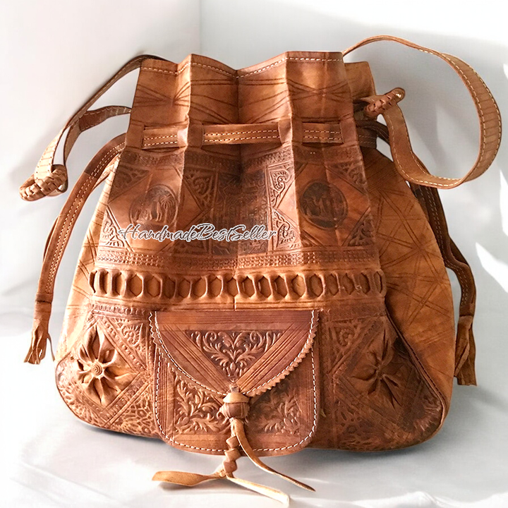 Moroccan Handcrafted Leather Backpack Handbag