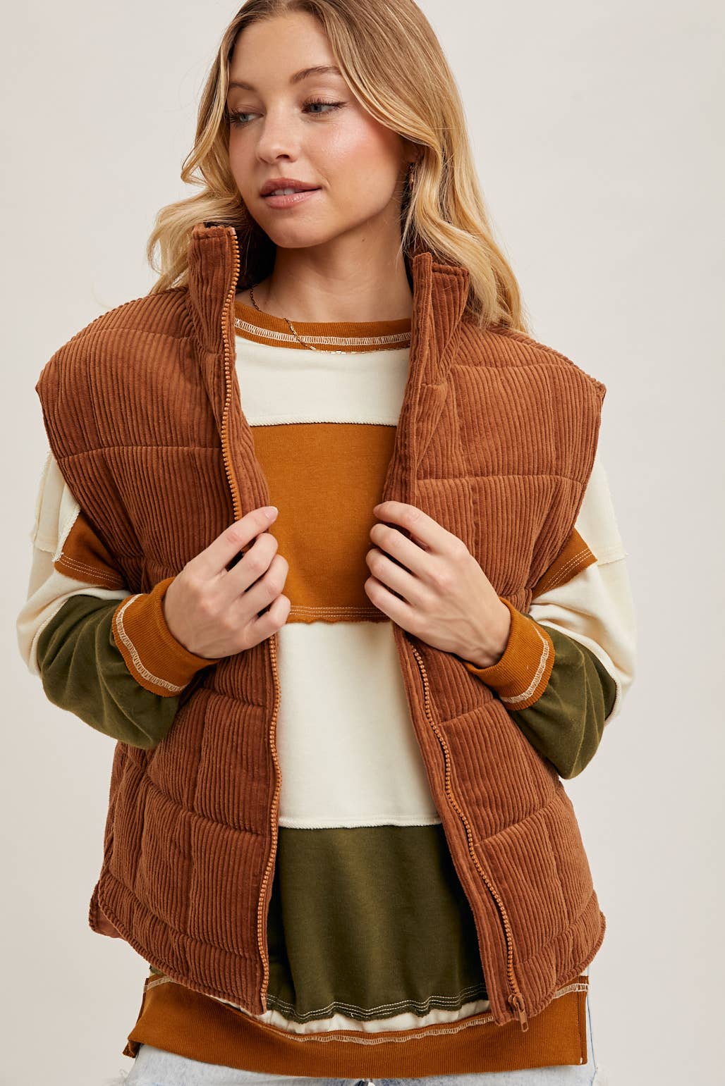 Corduroy Quilted Puffer Vest