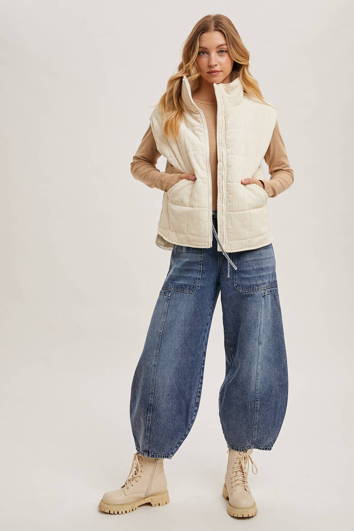 Corduroy Quilted Puffer Vest