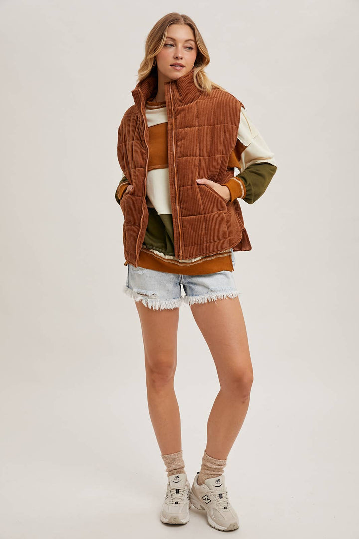 Corduroy Quilted Puffer Vest