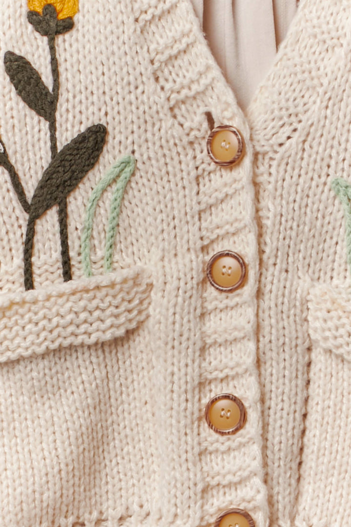 Cozy Bloom Embroidered Knit Cardigan