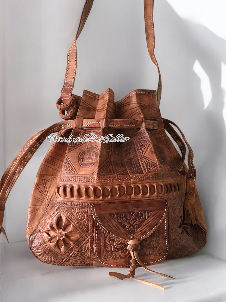 Moroccan Handcrafted Leather Backpack Handbag