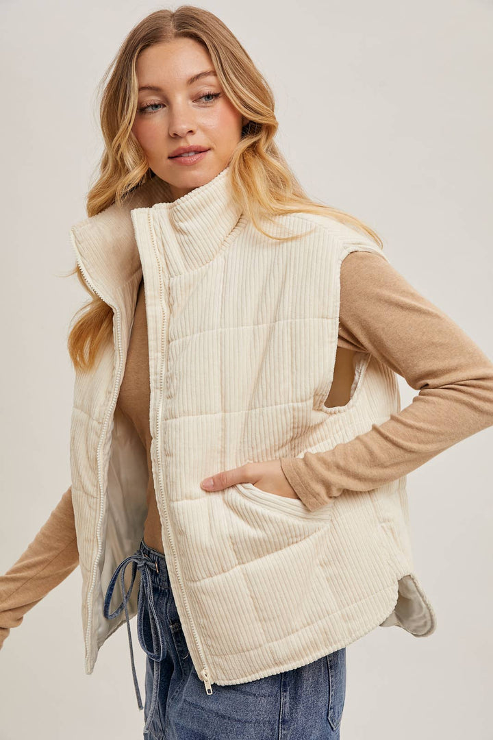 Corduroy Quilted Puffer Vest