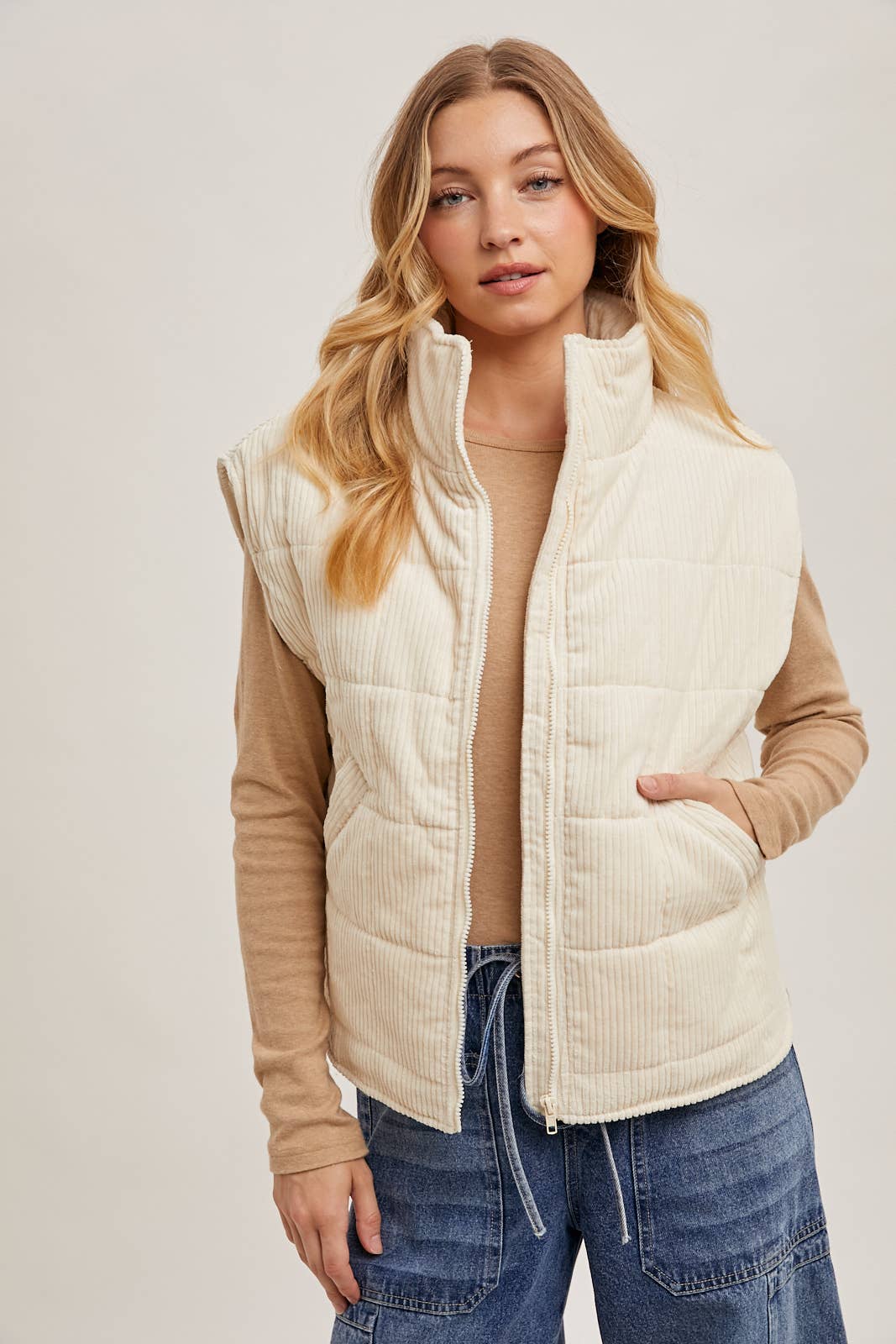 Corduroy Quilted Puffer Vest