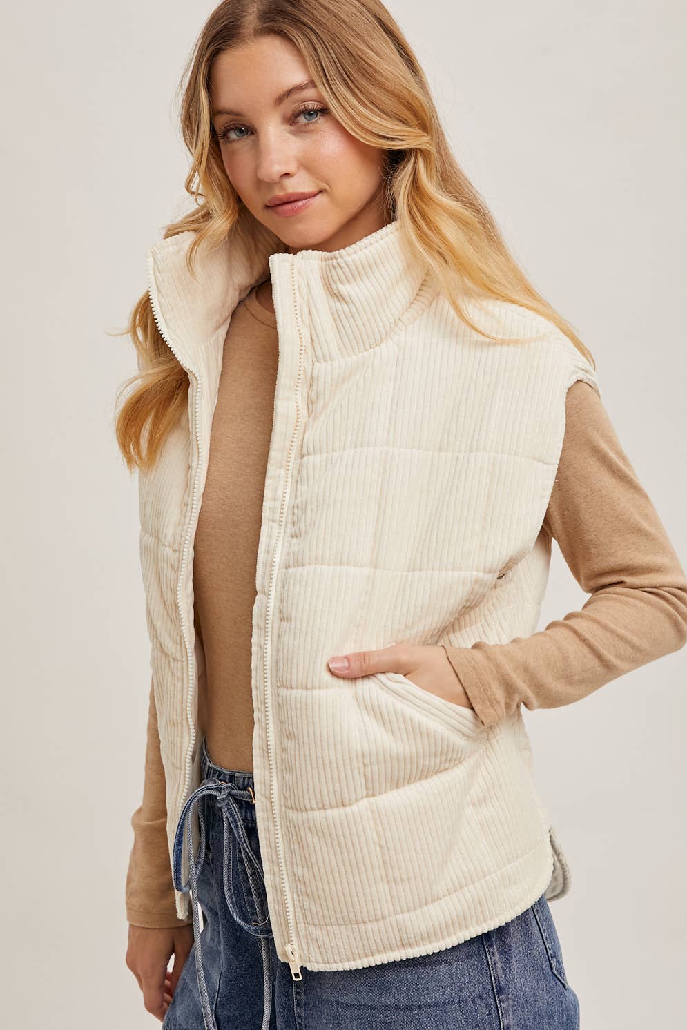 Corduroy Quilted Puffer Vest