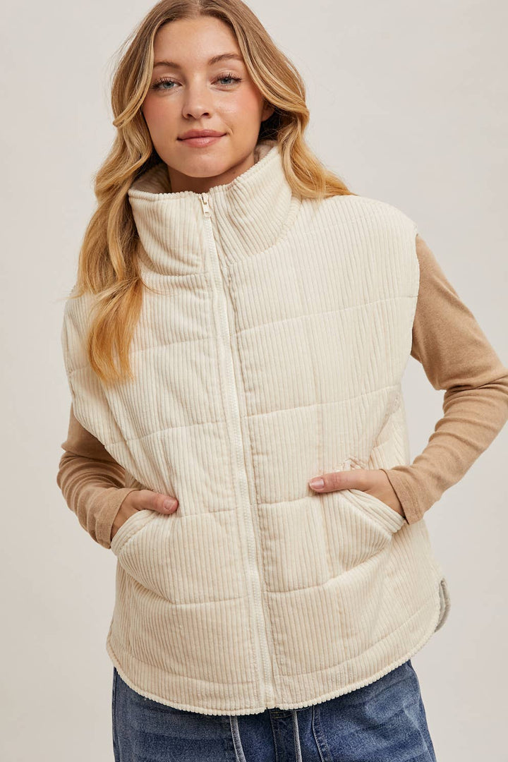 Corduroy Quilted Puffer Vest