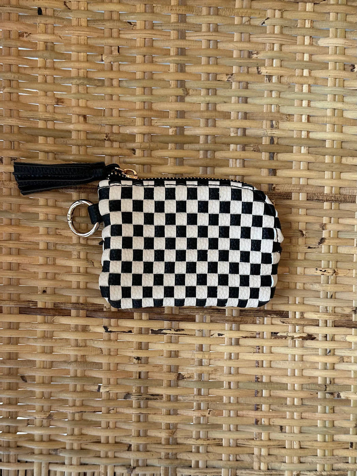 Bailey Checkered Keychain Wallet: Tan Plaid