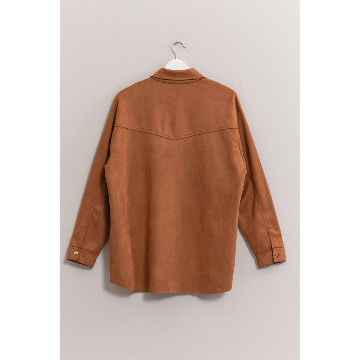 Oversized Suede Shirt With Pocket