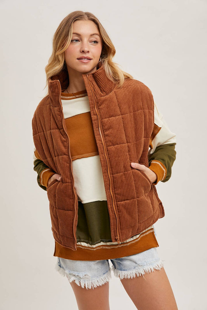 Corduroy Quilted Puffer Vest