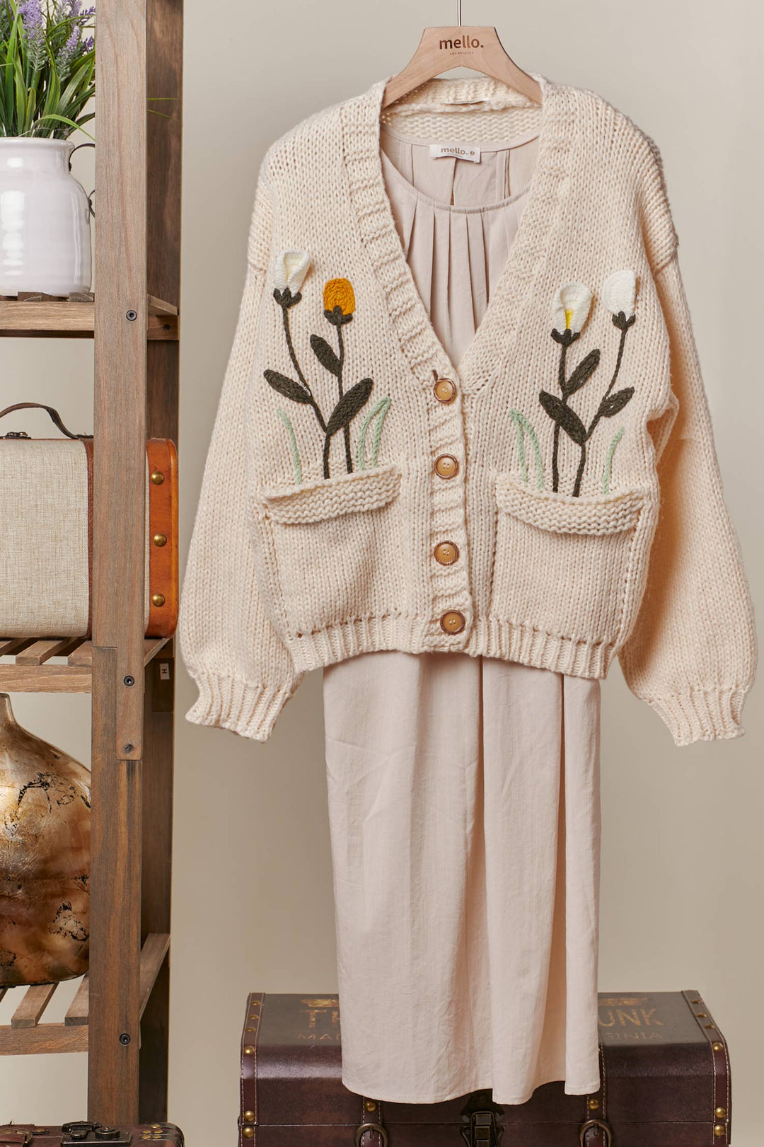 Cozy Bloom Embroidered Knit Cardigan