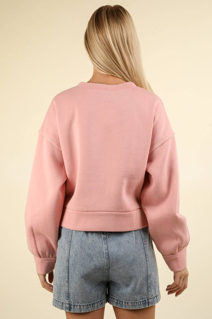 Cable Contrast Oversized Knit Crop