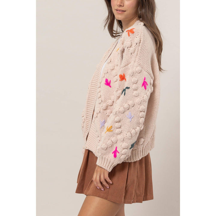 Floral Stitch Knit Cardigan